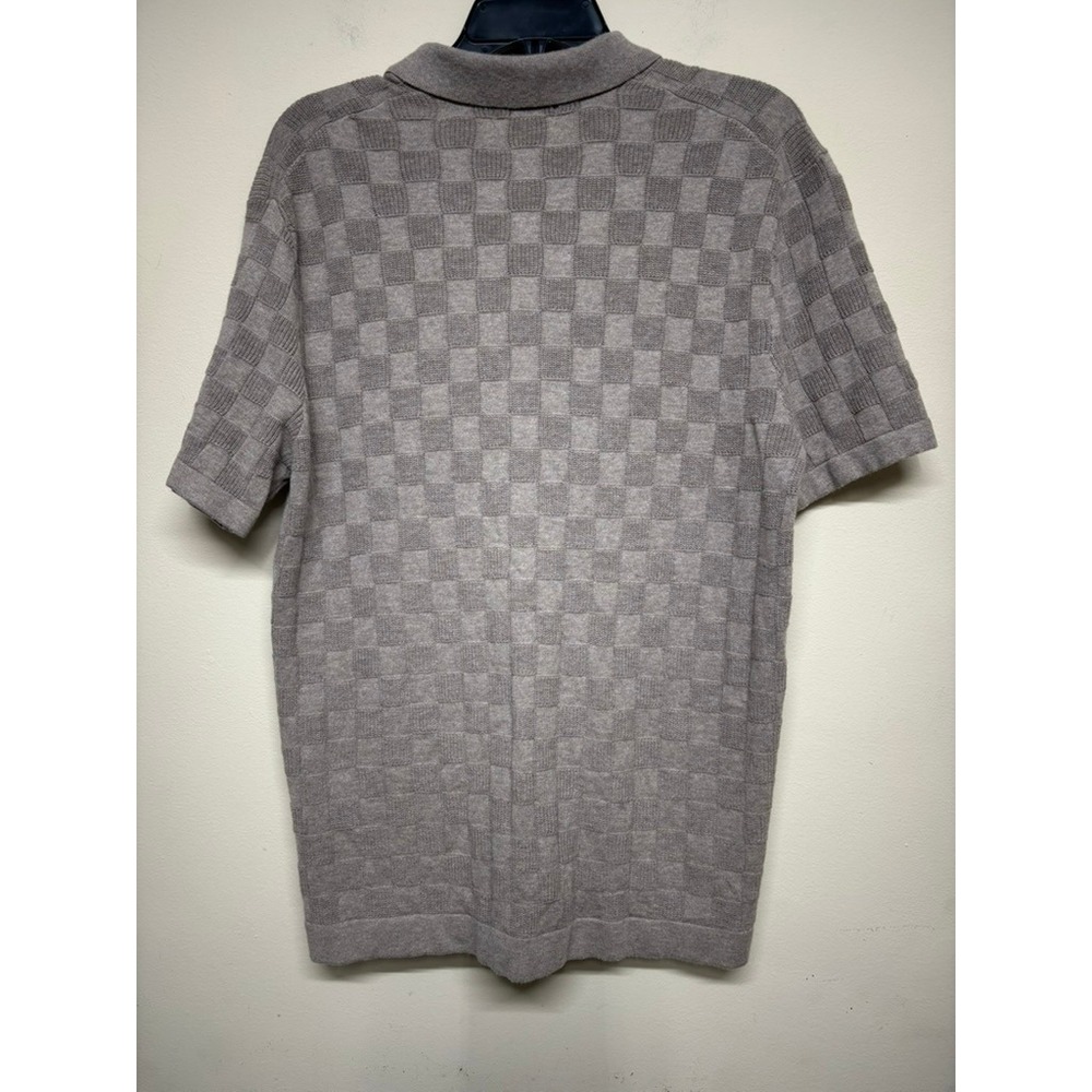 Art of‎ Rhetoric Knit Button Polo Shirt Mens Medium Taupe Check Texture - Picture 4 of 4
